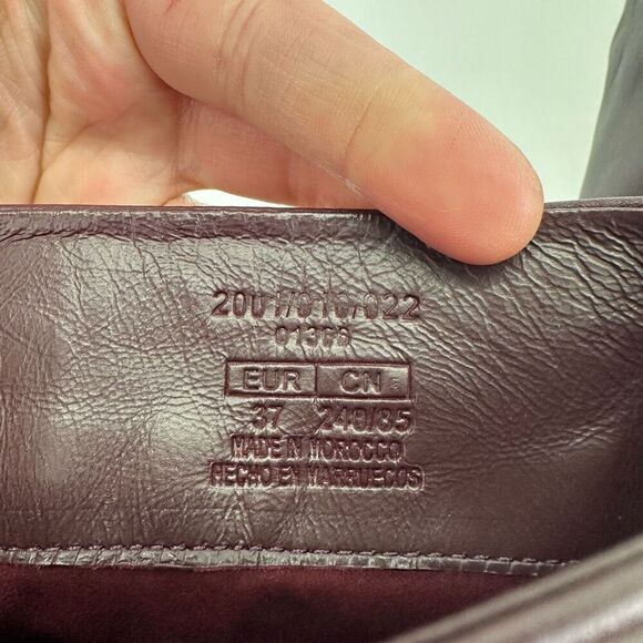 Zara Women’s Oxblood Burgundy Leather Square Toe Below the Knee Block Heel Boot - Picture 3 of 15